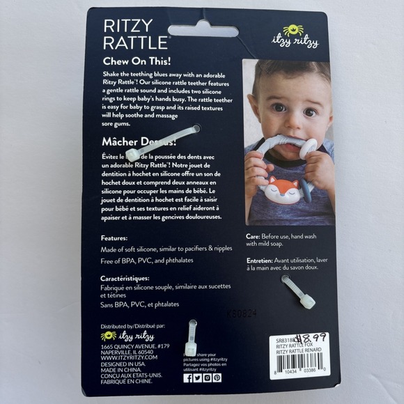 New Itzy Ritzy Lot of 3 Baby Toys Rattle Sensory Teether Fox Cactus Rainbow - Picture 5 of 7